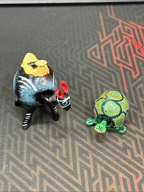 Set Of 2 Mexican Folk Art Mini Bobble-Head Figurines, Handcrafted/Painted